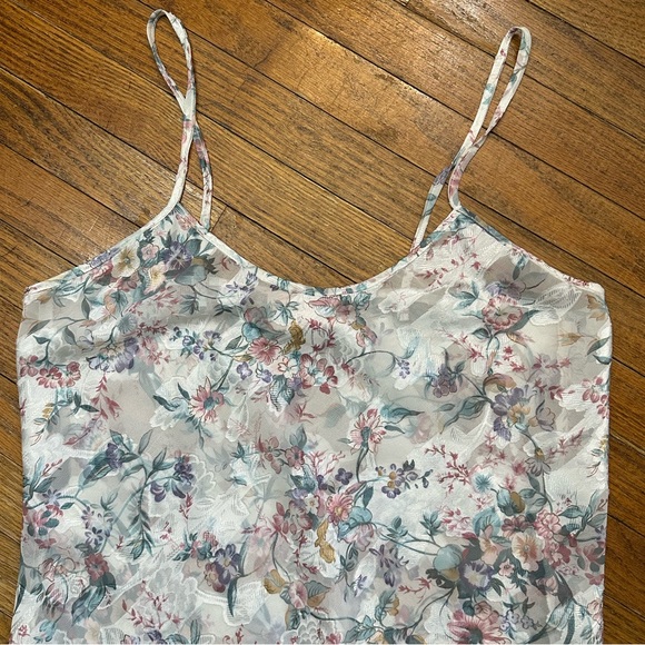 Vintage 80s 90s Angelique Sheer Pastel Floral Sexy Babydoll Nightgown Size Med - Picture 8 of 10